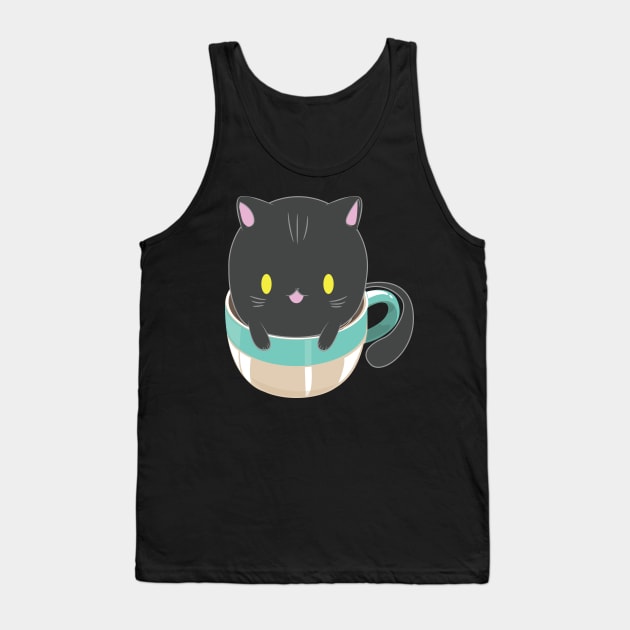 Coffee Addict Cat Tank Top by avshirtnation